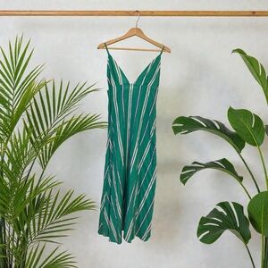 Cleobella Alicia Emerald Striped Midi Dress NWT Retail $158 Large